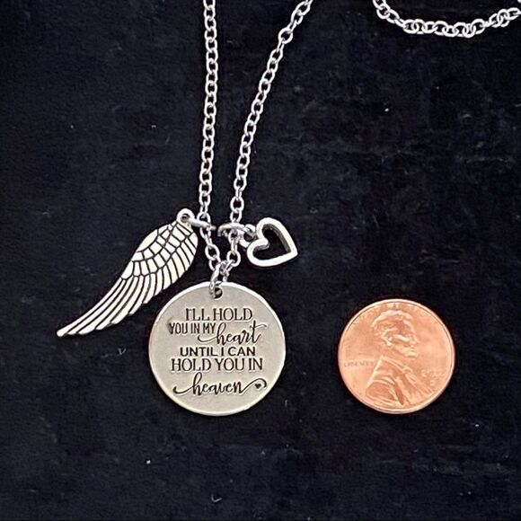 Angel Wing Heart Heaven Silver Plated Charm Pendant Necklace NWT - Picture 5 of 8